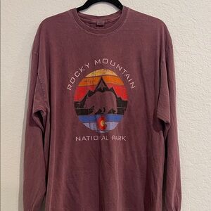 Maroon Rocky Mountain Long Sleeve Shirt